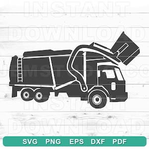 Garbage Truck SVG File: Dump Truck Vector Clip Art (Digital Download)
