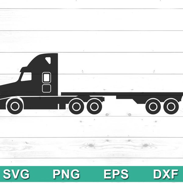 Semi Truck Flatbed SVG - Truck Vector Clip Art, Truck SVG Cutting Template -Cricut DIY,Silhouette Cameo