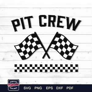 Archivos SVG para camisetas de cumpleaños con bandera de carreras del equipo de boxes (svg, png, eps, dxf, pdf)