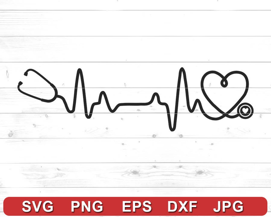 Heartbeat Stethoscope SVG File Doctor Nurse EKG Nurse - Etsy