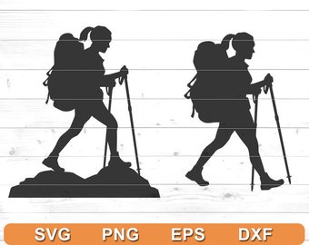 Female Hiker SVG: Woman Camping Silhouette (Digital Download)