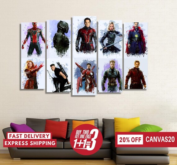 Avengers Canvas Avengers Decor Avengers Wall Art Framed Avengers Infinity War Avengers 5 Panels Marvel Avengers Marvel Wall Art Marvel Gifts