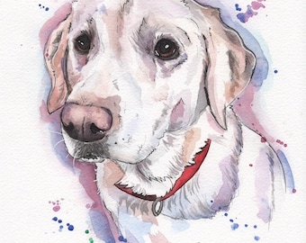 Labrador watercolour print, printed gift, Labrador picture