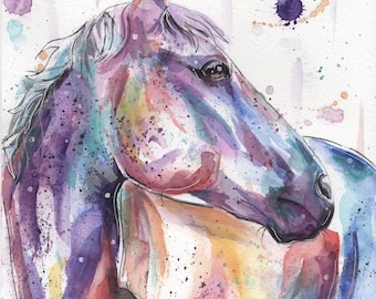 Horse wall art, print, watercolour horse, gift, home decor