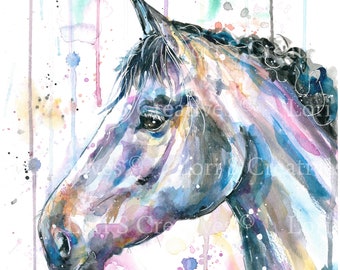Horse - watercolour - print - picture, prints, home decor, horse picture, Gift