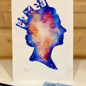Queen Elizabeth memorabilia, royal family gift, HRH picture. Queen print, queen watercolour, gift