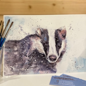 Pintura de texugo, impressão de texugo, presentes de texugo, pintura de abelha, arte de texugo, decoração de casa, arte de parede, ilustração