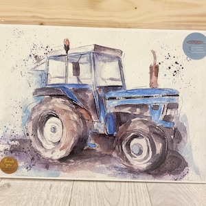 Tractor watercolour print, ford 6610 print, blue tractor, farm vehicle, wall art, home decor, farmer gift