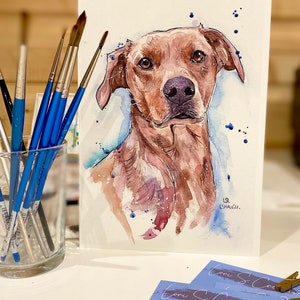 Fox red Labrador, watercolour Labrador print, watercolour picture, Labrador gift