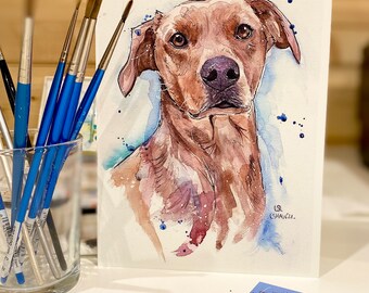 Fox red Labrador, watercolour Labrador print, watercolour picture, Labrador gift