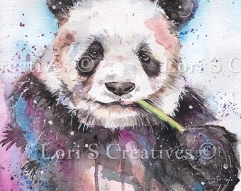 Panda watercolour, panda print, picture, panda present, wall art, home decor