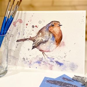 Robin watercolour print, robin red breast, picture, gift, letterbox gift