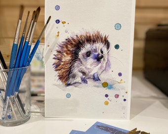 hedgehog watercolour print, cute baby hedgehog, wall art, gift, nursery decor, home decor