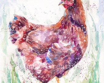 Poule, photo de poulet, aquarelle de poulets, décoration intérieure, art mural, décoration de ferme, cadeau