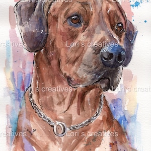 Rhodesian ridgeback dog, print, picture, watercolour, gift, wall art, home decor