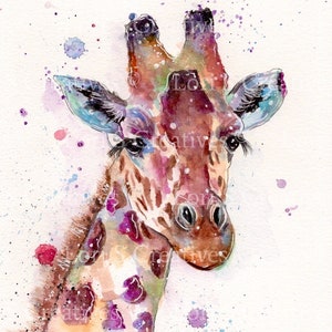 Giraffe gift, giraffe print, giraffe picture, giraffe lover, colourful