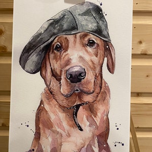 Fox red Labrador, watercolour print, fox red lab picture, wall art, home decor