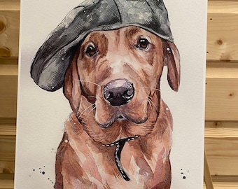Fox red Labrador, watercolour print, fox red lab picture, wall art, home decor