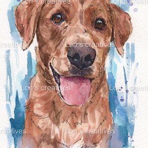 Labrador, fox red Labrador, watercolour, print, gift, picture, dog lover, art