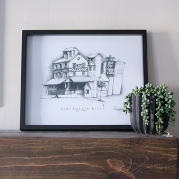 Lehi Roller Mills Pen Ink Wall Art Etsy