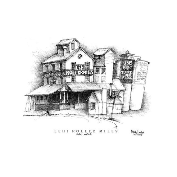 Lehi Roller Mills Pen Ink Wall Art Etsy