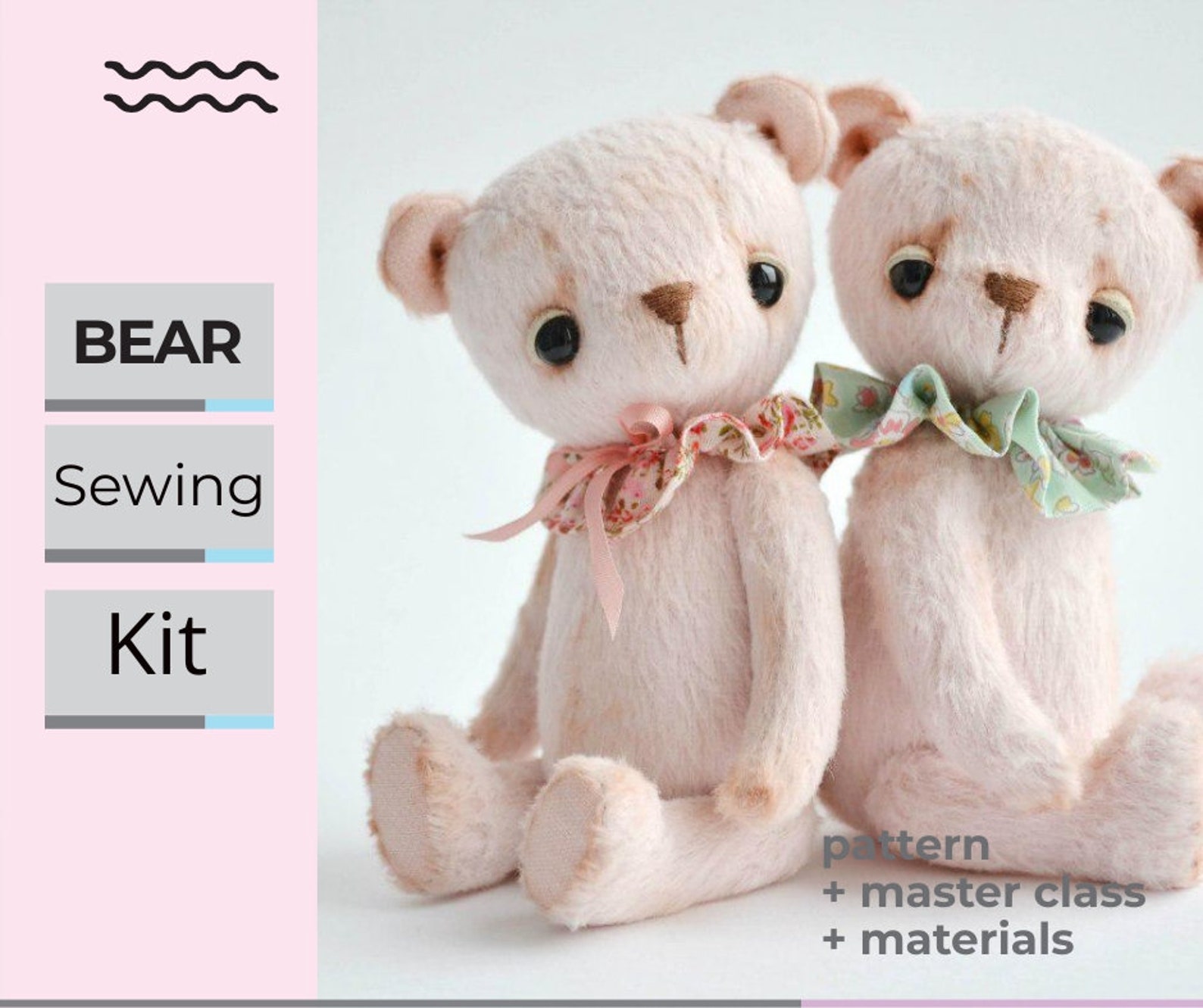 DIY Teddy Bear Kit Stuffed Animal Sewing Kit Crraft Kit Soft Etsy