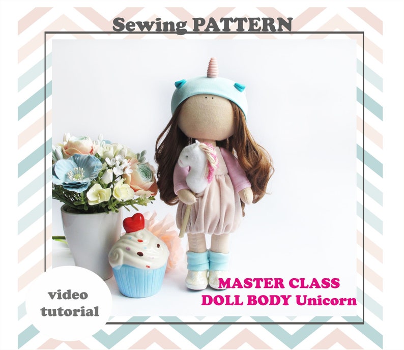 10 Tilda Doll Tutorial Nursery Doll Body Sewing Unicorn Rag Doll Body Interior Art Doll Handmade Sewing Pattern Doll Body 26 cm