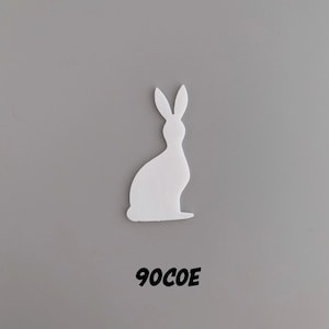 90 COE 2 3/4&quot; Rabbit Looking #1 Precut Fused Stained Glass and Mosaic Crafts Glass Art Supplies Easter Bunny Decoration Waterjet Cutouts