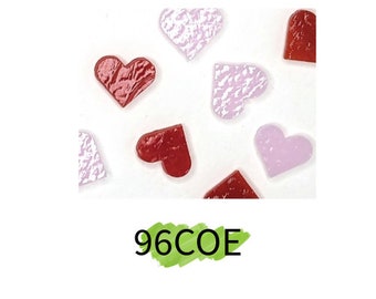 96 COE Glass Heart Precut 5 pack for Fused Glass Mosaics and Stained Glass Artist Various Sizes and Colors Glass Waterjet Cutouts