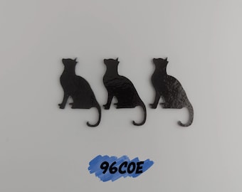 96 COE 2 1/2" 3pk Precut Sitting Cat Glass Shape For Fused Stained Glass and Mosaic Crafts Glass Art Supplies Pet Animal Lover,