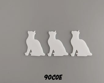90 COE 2" precut 3-pk Sitting Cat Glass Shape For Fused Stained Glass and Mosaic Crafts Glass Art Supplies Pet Animal Lover Cat Lady