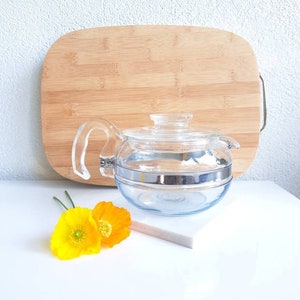 Vintage Pyrex flameware teapot/ model 8336/ Glass teapot with lid/Mid century