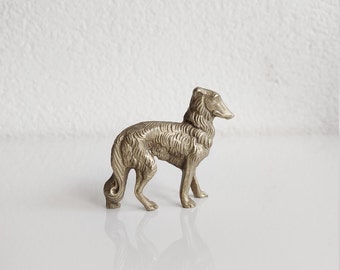 Vintage Figur / Messing / Windhund / langhaarige / golden