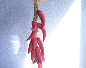 Handmade Ceramic Chili Pepper Garland | Decorative Pepper Chain | Kitchen Decor | Rustic Wall Hanging