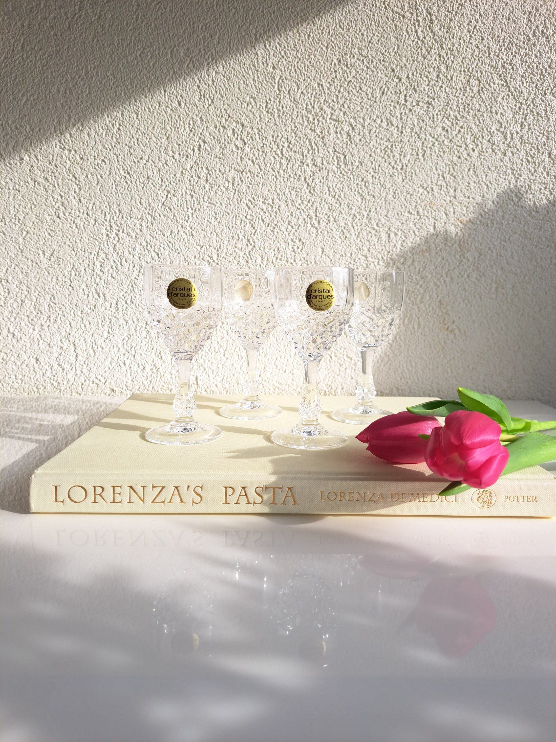 4 verres cristal/Cristal d'arques/ Longchamp/Verre cristal/Verres à liqueur