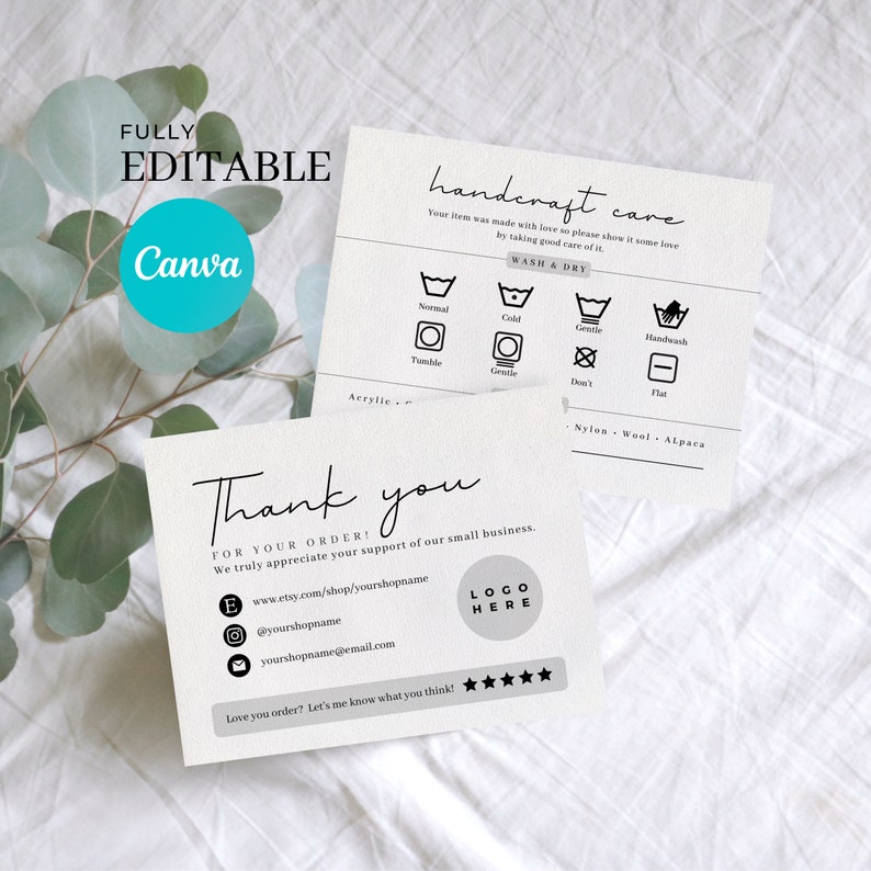 Editable Care Instructions Card Care Card Template Crochet Etsy