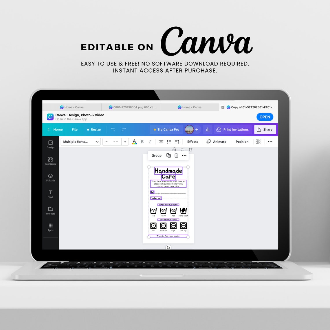 Editable Tag Template, Instant Download, DIY Tag, Canva Editable ...