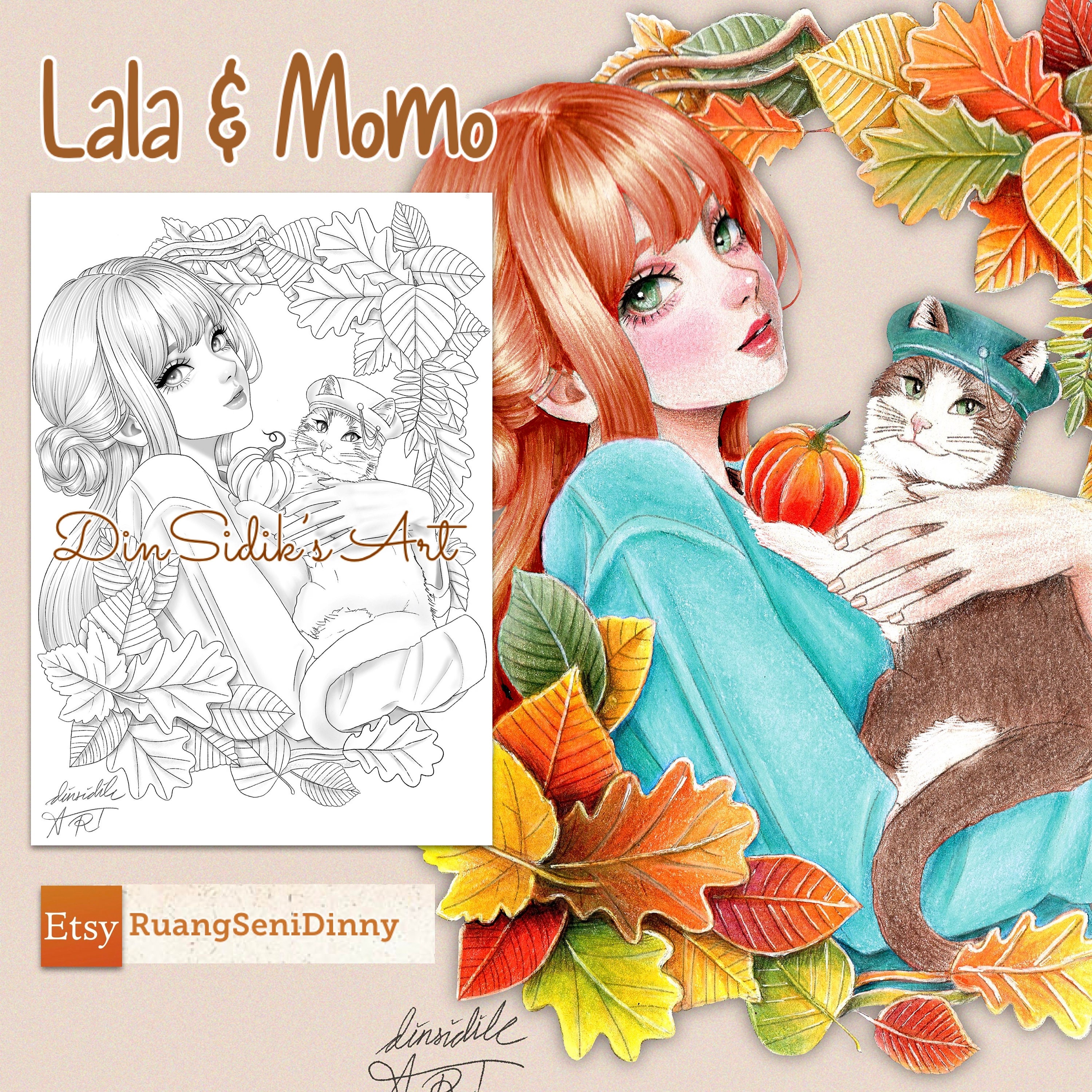 Lala Color Lala & Momo Coloring Page by Dinnysidik - Etsy