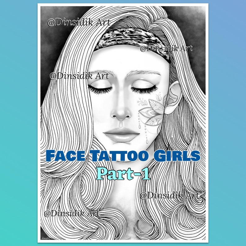 Face Tattoo Girls, part-1 5 printable coloring pages image 4