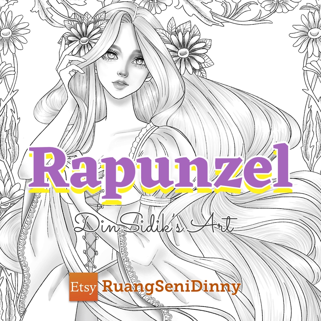 Rapunzel Coloring Page by Dinsidik dinny Sidik - Etsy