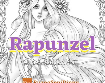 Rapunzel Coloring Page by DinSidik (Dinny Sidik)