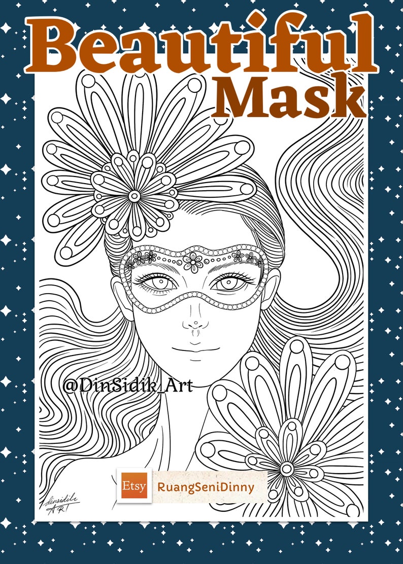 Beautiful Mask coloring page by Dinny Sidik DinSidik image 3