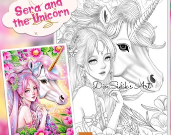 Sera and the Unicorn Coloring pages