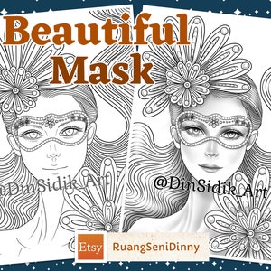 Beautiful Mask coloring page by Dinny Sidik DinSidik image 2