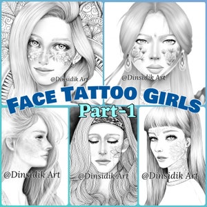 Face Tattoo Girls, part-1 5 printable coloring pages image 1