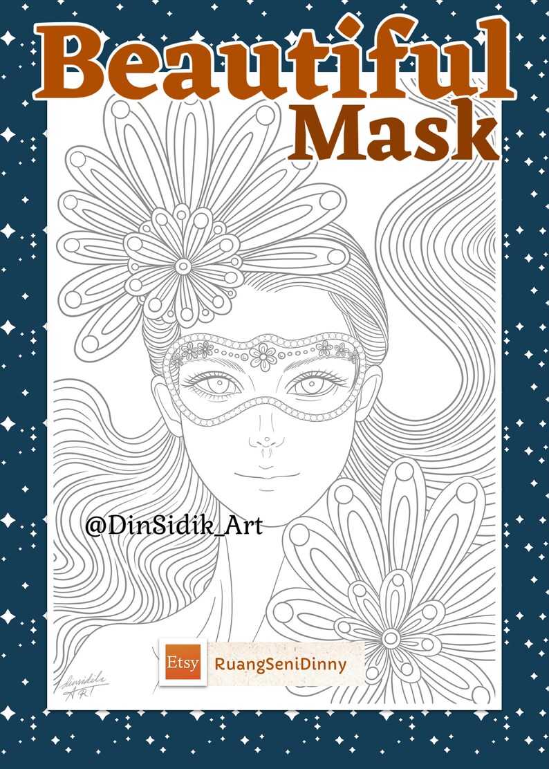 Beautiful Mask coloring page by Dinny Sidik DinSidik image 4