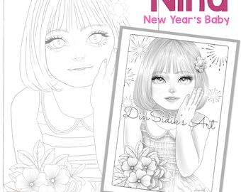 Il bambino di Capodanno: Nina, pagina da colorare di DinnySidik