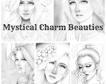 Lot de 5 pages à colorier beautés charme mystique