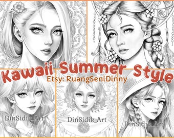 Coloriages Kawaii Summer Style, par Dinny Sidik (DinSidik)