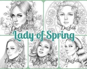 Lady of Spring, pagine da colorare in bundle di Dinny Sidik